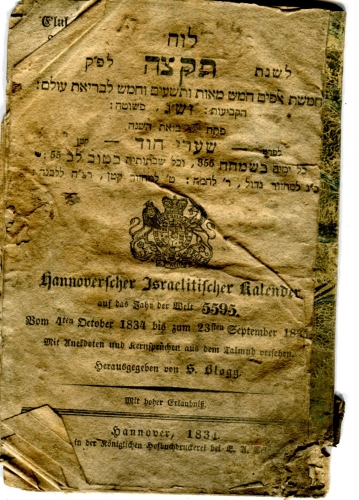 Hannoverscher israelitischer Kalender, Hannover: Königliche Hofdruckerei 1834 (Nizi_Ka_5)
